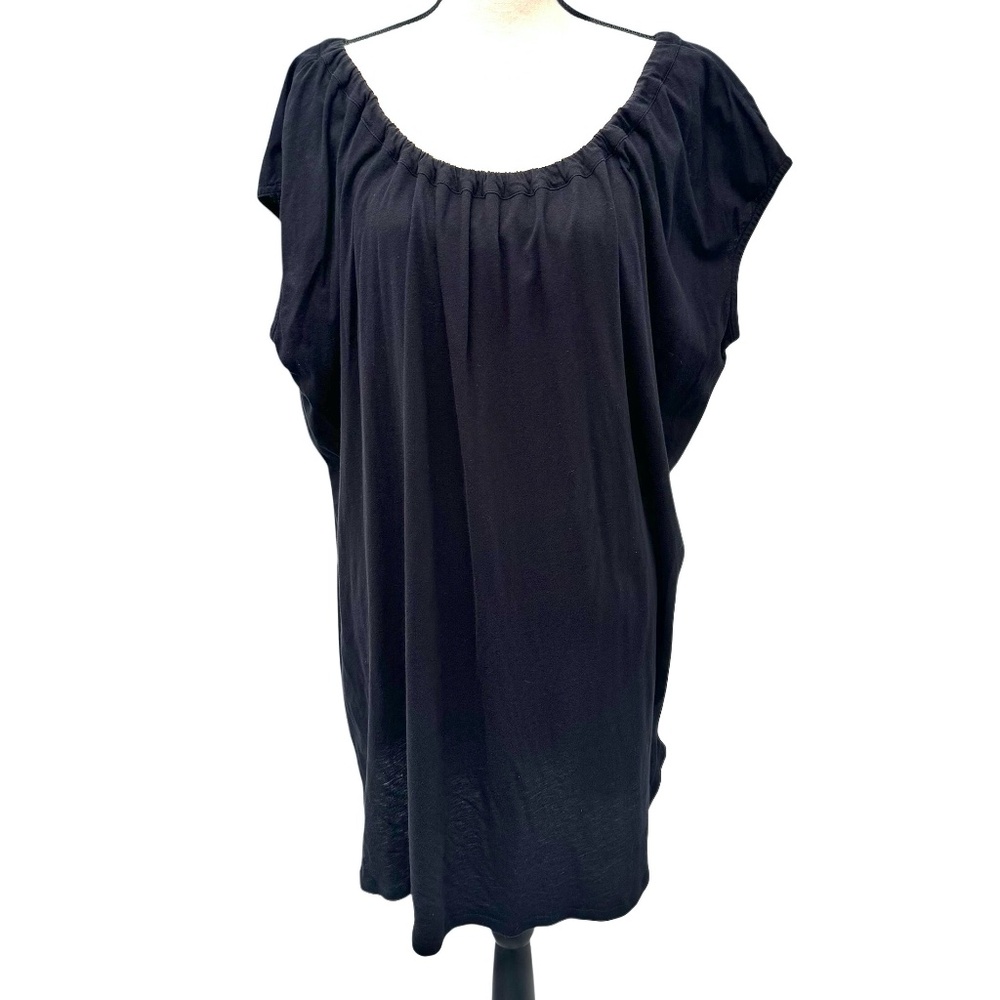 ORGANIC BY JOHN PATRICK BLACK COTTON ON OR OFF THE SHOULDER TUNIC DRESS